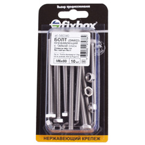 Болт нерж.DIN 933 М 6х80 с гайкой DIN934 10 шт