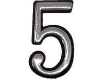 Цифра дверная Большая пластик 5 (хром) клеевая основа