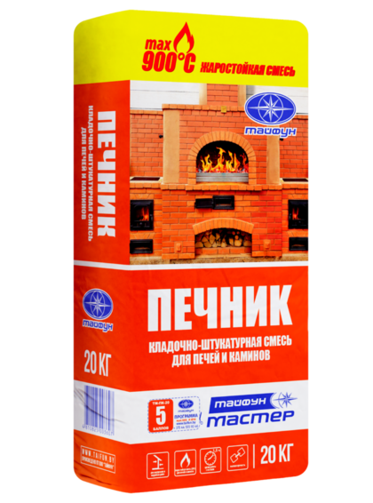 Смесь кладочно-штукатурная Тайфун Мастер Печник, 20 кг