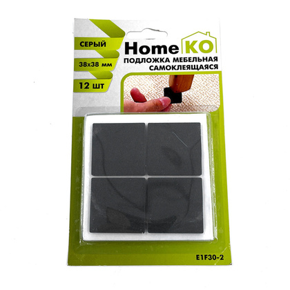 Подложка мебельная самокл. E1F30-2 38*38мм, цвет серый (12 шт) HomeKO