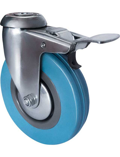 Опора колесная SChgb 42, поворотная с тормозом d=100 мм, серая