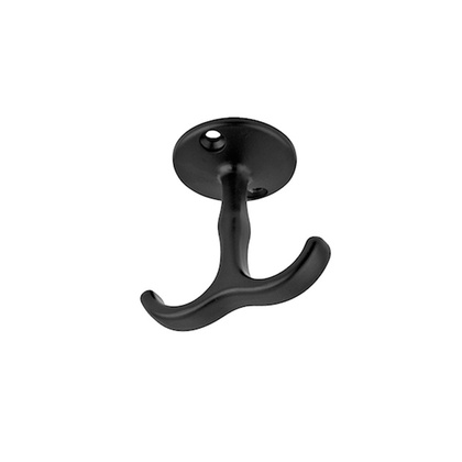 Крючок мебельный двухрожковый KERRONKR 0430 BL, матовый черный