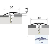 Порог алюм. 30мм 0,9 дуб камелия (скрытое крепление), DOMOLETTI