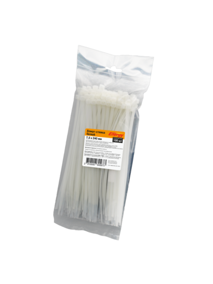 Хомут-стяжка 7,5х240мм Energy (белый) 100шт